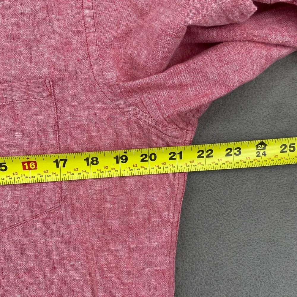 Banana Republic Mens Red Linen Cotton Blend Button Down Shirt Long Sleeve Medium